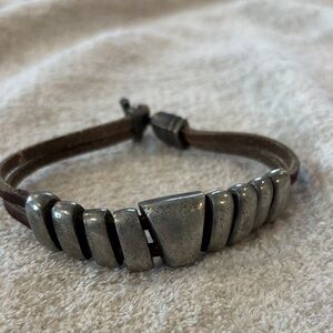Pewter and Leather Men's Vintage Bracelet
